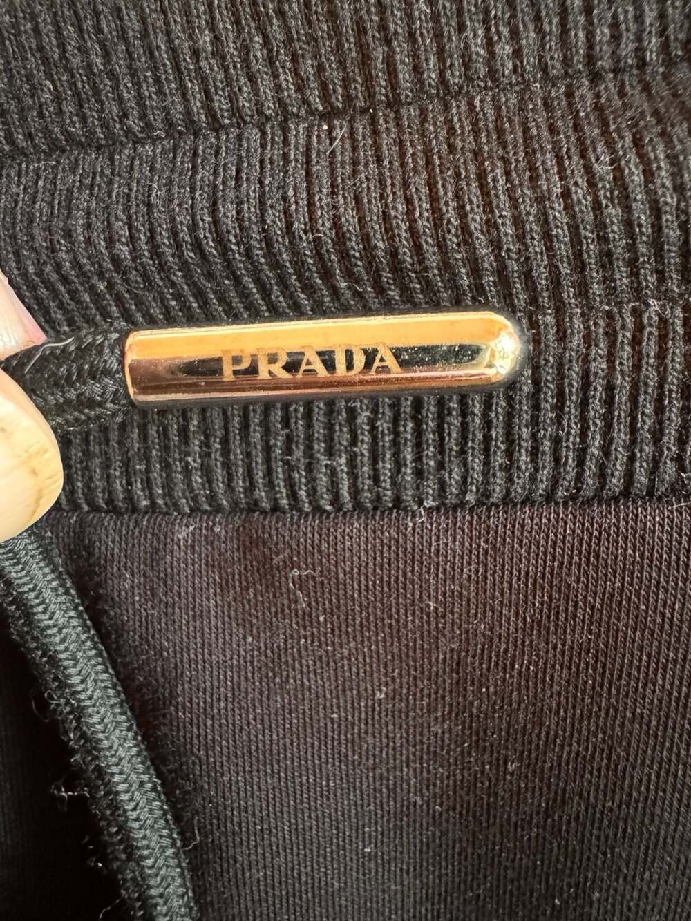 Prada Black Cotton Jersey Drawstring Mini Skirt with Embroidered Logo - Picture 3 of 7